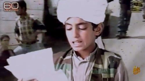 A young Hamza bin Laden appears in an archived al Qaeda propaganda video. Source: 60 Minutes