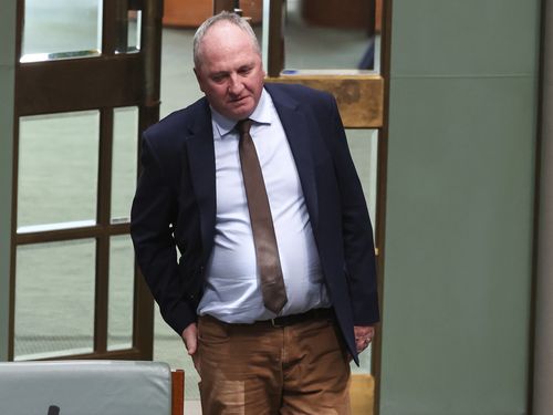 O membro da Nova Inglaterra, Barnaby Joyce, chega para o período de perguntas ao Parlamento em Canberra na terça-feira, 25 de novembro de 2025. Foto da Fedpol: Alex Ellinghausen