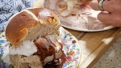 Hot cross bun ice cream sandwich