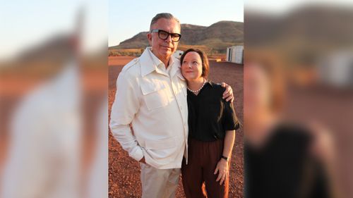 Sam Neill and Mandy McElhinney as Lang Hancock and Gina Rinehart (9NEWS).