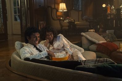 Jaafar Jackson as Michael Jackson and Nia Long as Katherine Jackson in Michael
