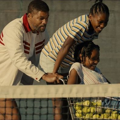 Will Smith in King Richard playing Venus and Serena Williams' dad