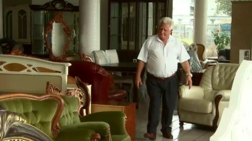 The 82-year-old has been selling furniture since arriving in Australia in 1956. (9NEWS)