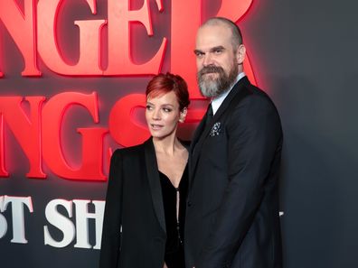 Lily Allen and David Harbour attend the "Stranger Things: The First Shadow" World Premiere at the Phoenix Theatre on December 14, 2023 in London, England.