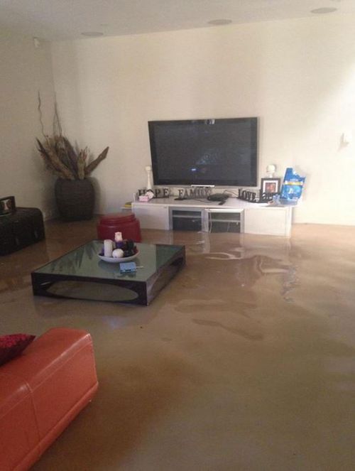 A flooded living room in Dulwich Hill. (Twitter @KateCreedon9)