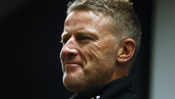 MELBOURNE, AUSTRALIA - JUNE 15: Tigers head coach Damien Hardwick speaks to the media during a Richmond Tigers AFL training session at Punt Road Oval on June 15, 2022 in Melbourne, Australia. (Photo by Daniel Pockett/Getty Images)