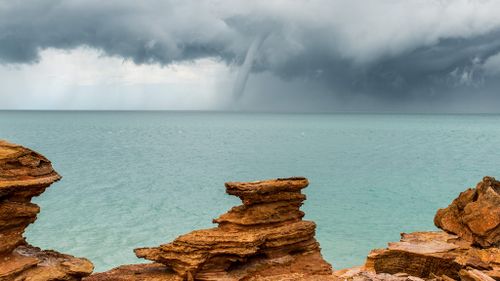 A waterspout formed off the coast of Broome yesterday. (Supplied/Richard Young Photography)