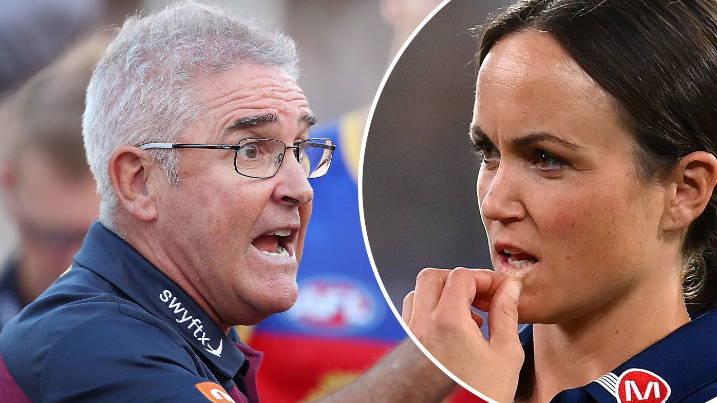 Brisbane Lions coach Chris Fagan and Geelong assistant Daisy Pearce