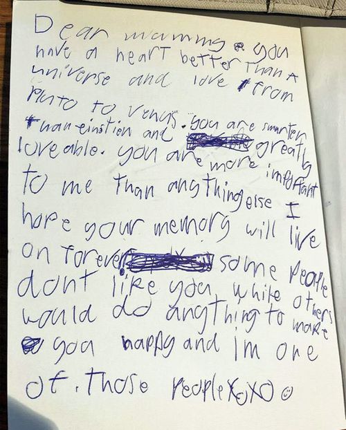 The letter Ms Romulo's son wrote her for Mother's Day.