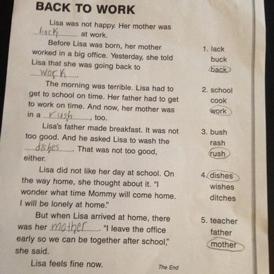 Mum re-writes daughter's sexist school worksheet