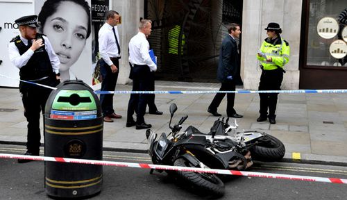 A scooter inside Watches of Switzerland on London's Regent Street after raiders on scooters armed with knives and hammers entered the store and stole several items of property. (Photo: PA).