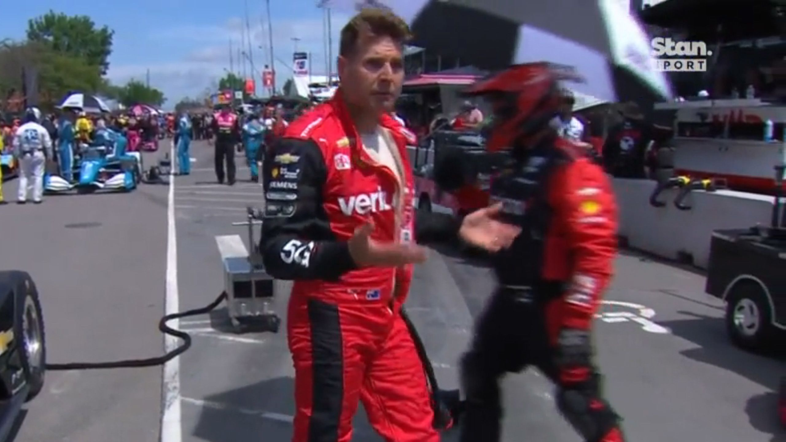 An irritated Will Power before the Music City Grand Prix in Nashville.