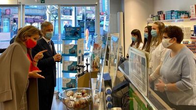 Belgium's King and Queen visit local pharmacies