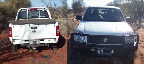 Dane Kowalski's ute was found off the Stuart Highway. (Supplied)