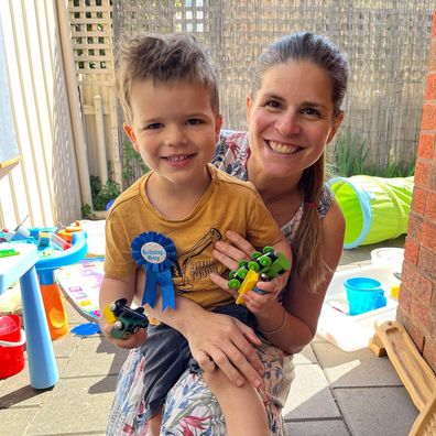 Rachel Toyer with son Arlo on his third birthday.
