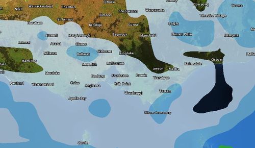 There is a possibility of light rain on Saturday across parts of Victoria. (Weatherzone radar - 2pm Saturday)