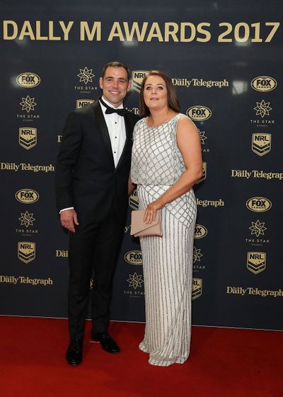 Cameron Smith and wife Barbara arrive ahead of the Dally M Awards at The Star. (Getty)