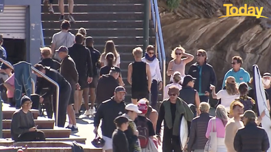 Large crowds were seen at Bronte over the weekend, even after authorities urged people to stay inside.