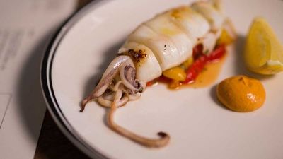 Recipe: <a href="http://kitchen.nine.com.au/2017/08/03/10/52/matt-morans-paddo-inn-hawkesbury-squid-with-romesco-sauce" target="_top">Matt Moran's Paddo Inn Hawkesbury squid with Romesco sauce</a>