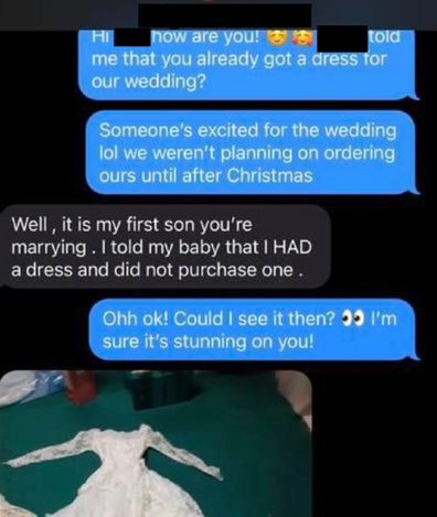 The shocked bride has shared the text exchange on Imgur.