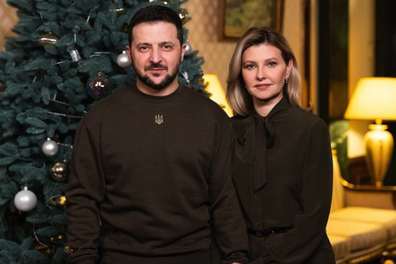 Ukraine leader Volodymyr Zelenskyy and Ukraine's first lady Olena Zelenska. 