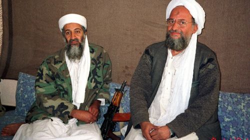 Osama bin Laden (L) sits with Al Qaeda top strategist Ayman al-Zawahri in this 2001 file photo. 