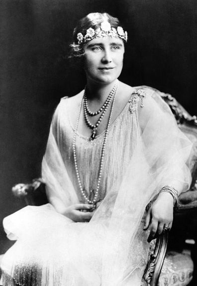 Lady Elizabeth Bowes-Lyon - later Queen Mother - wears the Strathmore Rose tiara