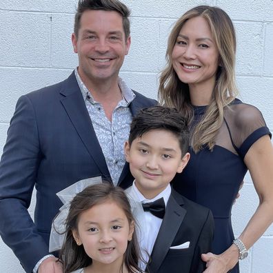 Brennan Elliott with his late wife Camilla Row and their two kids