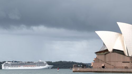 The MSC Magnifica cruise ship anchored in Sydney, one week ago, on March 16.