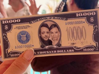 Fake money Hamish Blake and Zoe Foster Blake used at their Las Vegas party.