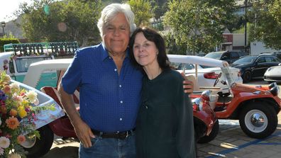 MALIBU, CALIFORNIA - AUGUST 08:  Jay Leno and Mavis Leno attend the private unveiling of the Meyers Manx electric automobile at Little Beach House Malibu on August 08, 2022 in Malibu, California. (Photo by Charley Gallay/Getty Images for Meyers Manx)
