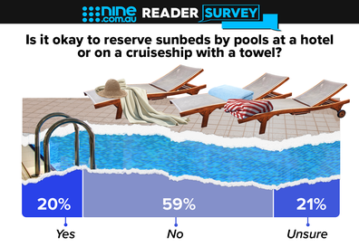 Is it okay to reserve sunbeds by pools at a hotel or on a cruise ship with a towel?