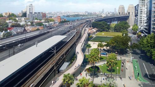 The proposed design for a bike path alongside the Sydney Harbour Bridge.