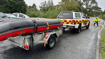 A boat on the back of a fire ute arrived at Abbey Caves in the search for the missing boy.