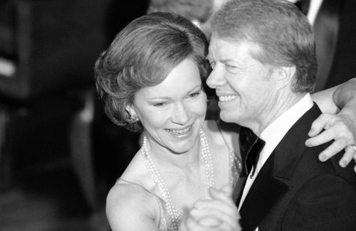 President Jimmy Carter and first lady Rosalynn Carter dance at the annual Congressional Christmas Ball, 1978