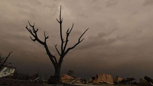 General view of the remains of a burnt-out property which was impacted on December 30, 2019, in Bruthan South, Victoria, Saturday, January 4, 2019