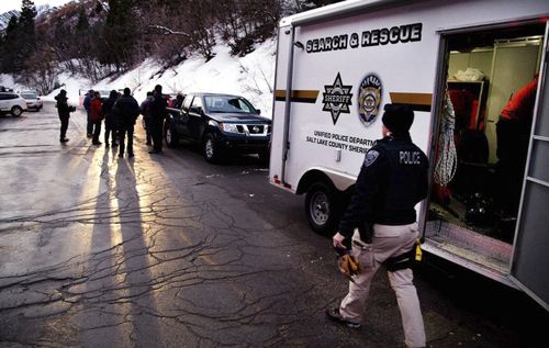 Salt Lake County Sheriff Search and Rescue crews respond to the top of Millcreek Canyon where four skiers died in an avalanche Saturday, Febuary 6, 2021, near Salt Lake City. 