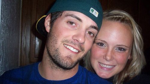 Australian baseball player Chris Lane (right) with his girlfriend Sarah Harper.