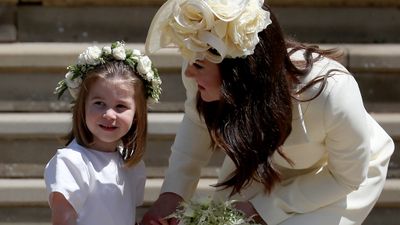 Princess Charlotte with the Duchess of Cambridge at Harry and Meghan's wedding, 2018