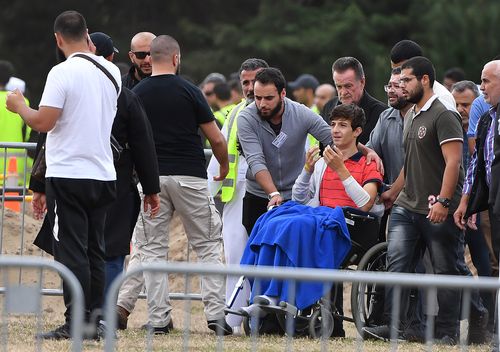 13-year-old Zaed attended the funeral visibly wounded.(AAP Image/Mick Tsikas)