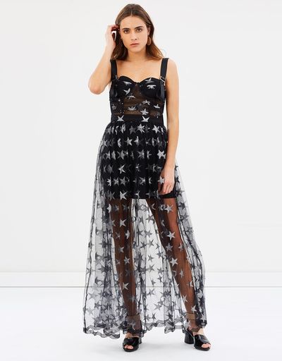 <a href="https://www.theiconic.com.au/a-night-like-this-dress-474791.html" target="_blank">Asilio A Night Like This Dress in Noir &amp; Star Dust,&nbsp;$489.95</a><br>