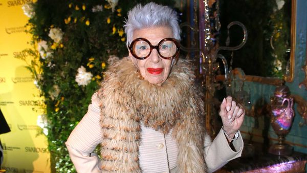 Iris Apfel attends an International Women's Day Luncheon in Paris, March 2016.