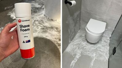 Cleaning hack Facebook toilet shaving cream