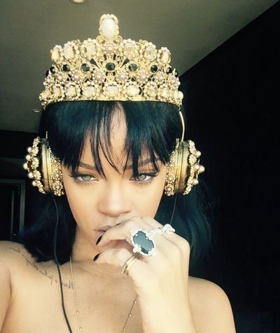 Rihanna listening to her unreleased album