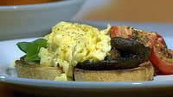 Best Ever Scrambled Eggs With Roasted Tomatoes Spinach And Field Mushrooms 9kitchen