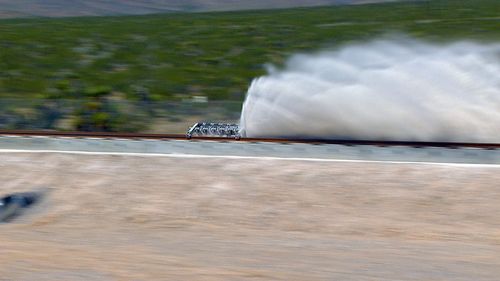 A hyperloop oper air propulsion test conducted between two points in Nevada.