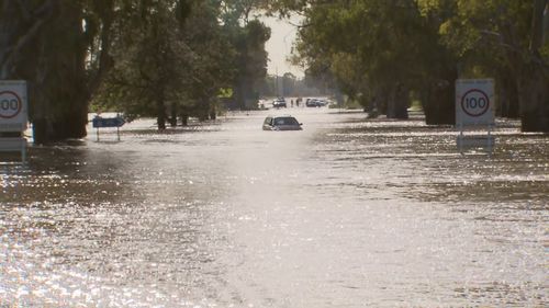 Floodwaters in Elmore, Victoria.