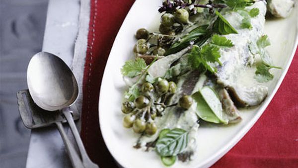 Rainbow trout and eggplant curry