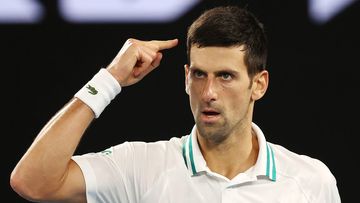 Novak Djokovic of Serbia celebrates a victory during the Australian Open.