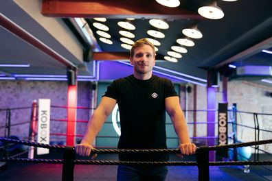 Gym personal trainer stock photo.